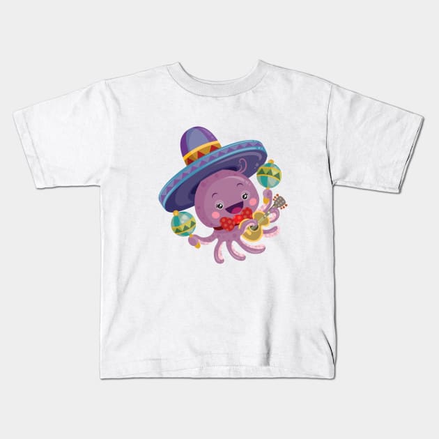 Happy little octopus Kids T-Shirt by Kopirin